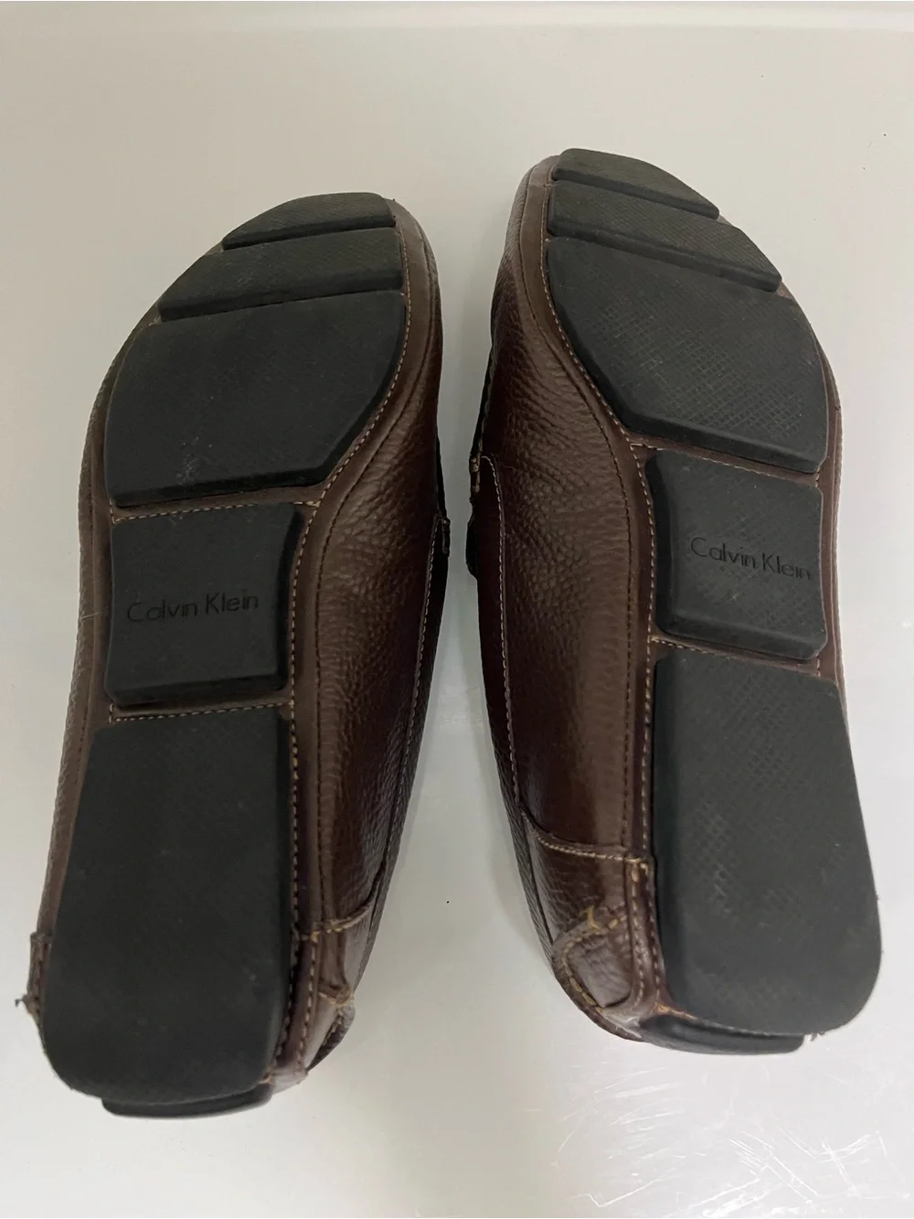 Calvin Klein Men's Dark Brown Pebbled Leather Slip-On Loafers